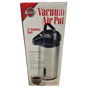 Norpro Stainless Steel Vacuum Air Pot 2 Qt / 1.9L Glass‑Lined Pump Dispenser
